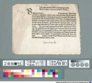 Von gottes genaden Wilhelm Pfallnntzgrave bey Rhein, Hertzog in Obern unnd Nidern Bairn[n] [et]c. (U)nnsern grues ... Auß allerlay mercklichen ... ursachen unnd notturfft unnsers Fürstenthumbs ... Ist an euch unnser gnedigs und ernnstlich ersuechen ..., das Ewr potschafftn auf der heiligen dreier König tag ... alhie ... einkhome ...