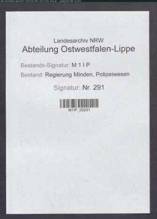 Belohnungen für die Ergreifung von Bettlern, Landstreichern und Verbrechern, Band 1