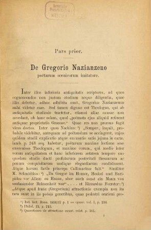 Quaestiones de Gregorii Nazianzeni poetarum scenicorum imitatione et arte metrica : (Rostocker Doctordiss.)