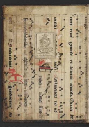 Fragment einer liturgischen Hs. (s. a. Vorsatzbl. und hinterer Spiegel)