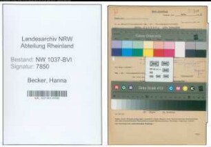 Entnazifizierung Hanna Becker , geb. 09.10.1900 ()