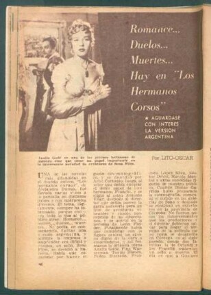 Romance ... Duelos ... Muertes ... Hay en "Los hermanos corsos"
