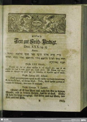 [Erklärung der Früh-Predigt, Deut. XXX. 14. 15]