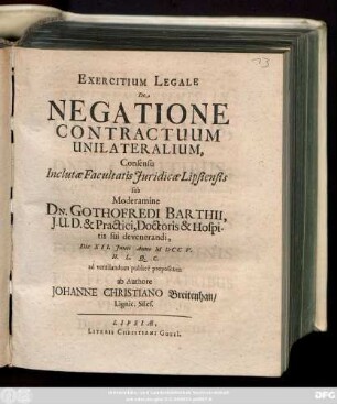 Exercitium Legale De Negatione Contractuum Unilateralium