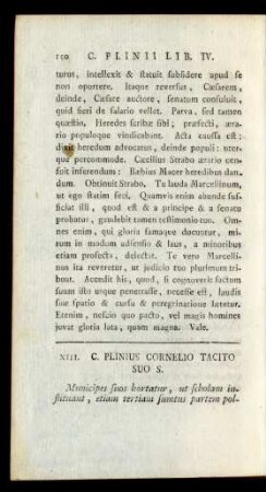 XIII. C. Plinius Cornelio Tacito Suo S.
