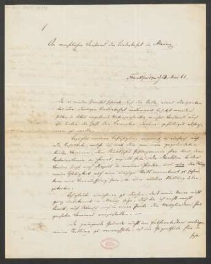 Brief an Mainzer Liedertafel : 23.05.1861