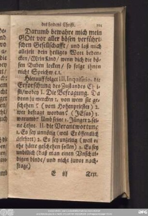 Hierauff folget III. Inquisitio, die Erforschung des Zustandes des Christi ...