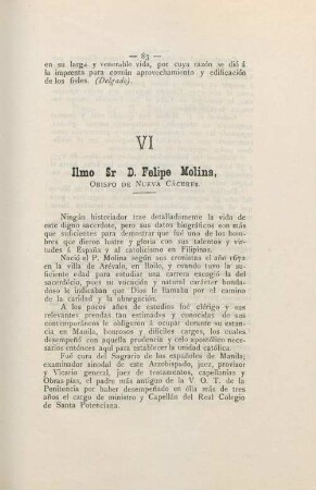 VI. Ilmo. Sr. D. Felipe Molina, obispo de Nueva Cáceres