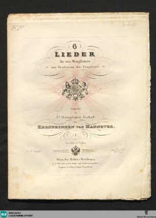 6 Lieder für eine Singstimme mit Begleitung des Pianoforte