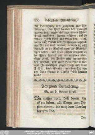 Achtzehnte Betrachtung, Br. an d. Römer 8, 28.