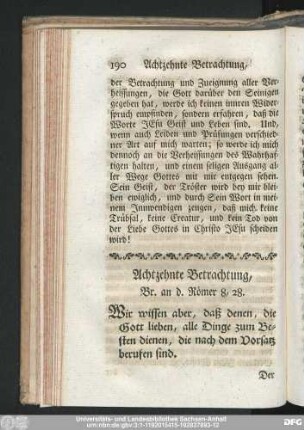 Achtzehnte Betrachtung, Br. an d. Römer 8, 28.