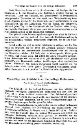 287-290, Vorschläge zur Aufsicht über die bedingt Entlassenen