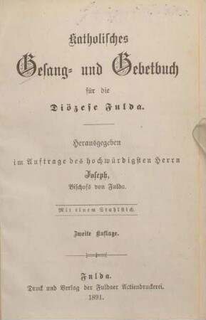 Katholisches Gesang- und Gebetbuch für die Diözese Fulda