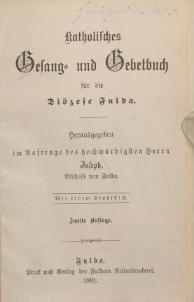 Katholisches Gesang- und Gebetbuch für die Diözese Fulda