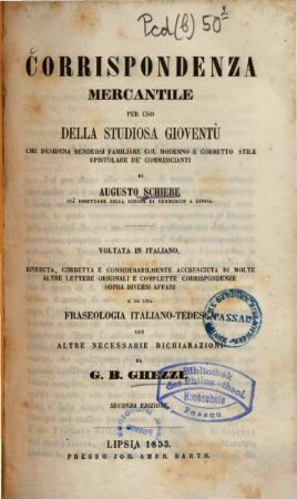 Corrispondenza mercantile : per uso della studiosa gioventù ...