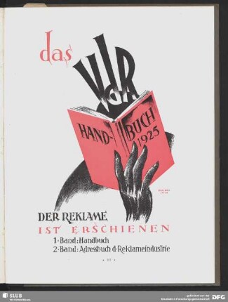 Das VdR Handbuch 1925 der Reklame ist erschienen