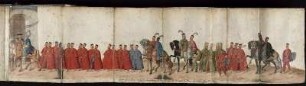 Berittene ksl. Gesandtschaft mit Geschenken vor dem Sultanspalast (Leporello)