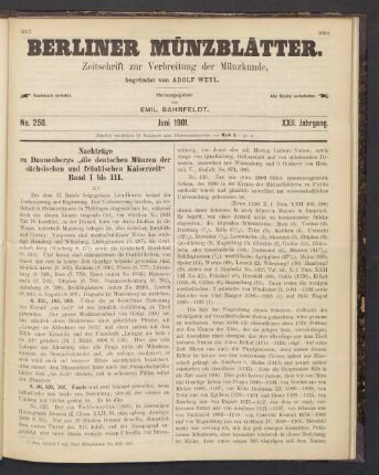 No. 250. Juni 1901.