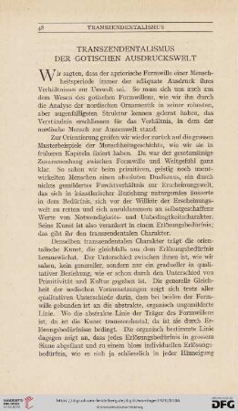 Transzendentalismus der gotischen Ausdruckswelt