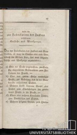 Ueber die zur Fabrikation des Zuckers nöthigen Gefäße und Werkzeuge.