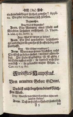 Zwölfftes Hauptstuck. Vom neundten Gebott Gottes. Du solst nicht begehren deines Nächsten Weib