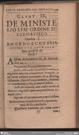 Caput IX. De Ministerio Seu Ordine Ecclesiastico