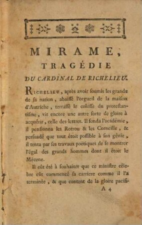 Mirame : tragédie du Cardinal de Richelieu