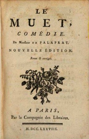 Le muet : comédie de Monsieur de Palaprat