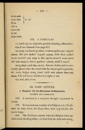 III. Syntax