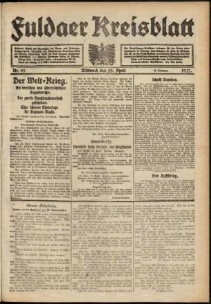 Ausgabe vom Mittwoch, den 25. April 1917.