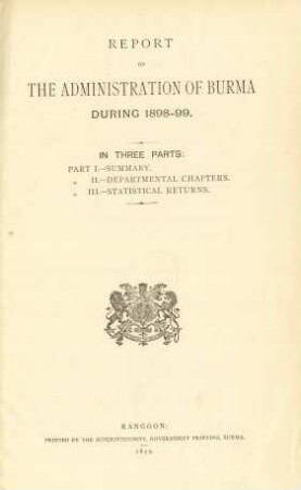 1898/99: Report on the administration of Burma