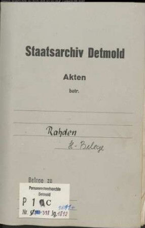 Belegakten zum Heiratsregister der evangelischen Gemeinde Rahden, Kreis Lübbecke (1811-1812)