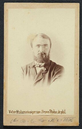 Porträt Franz Stolze : Foto-/Bildersammlung Stenografische Sammlung. Porträt Franz Stolze. Photographie. Carte-de-visite (1865). Dresden: SLUB P a 0553