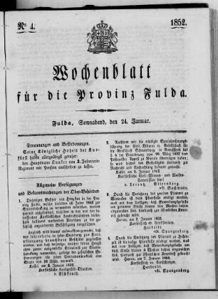 Nr. 4, Ausgabe vom 24. Januar 1852