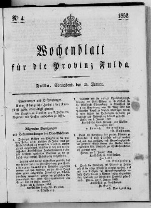 Nr. 4, Ausgabe vom 24. Januar 1852