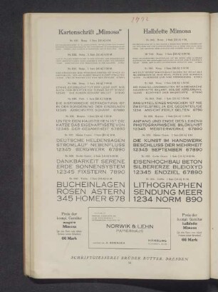 Kartenschrift "Mimosa"