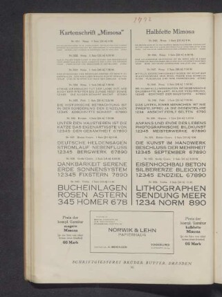 Kartenschrift "Mimosa"