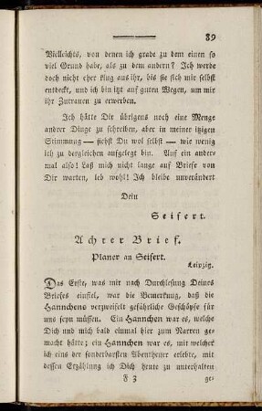 Achter Brief. Planer an Seifert.