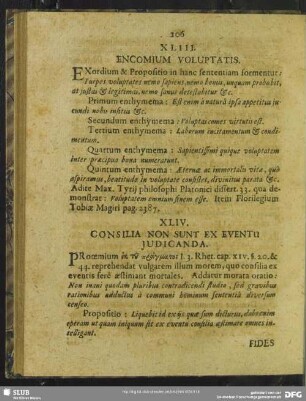 XLIII. Encomium Voluptatis