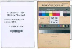 Entnazifizierung Johann Thissen , geb. 24.08.1909 (Schlosser)