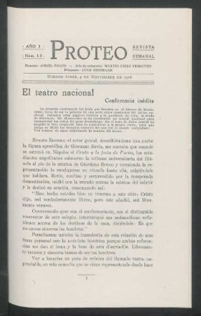 El teatro nacional : Conferencia inédita