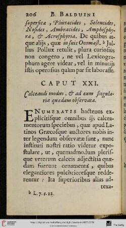 Caput XXI.: Calceandi modus, & ad eum singularia quaedam observata