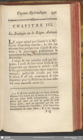 Chapitre III. La Zoologie ou le Régne Animal