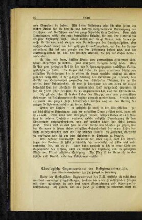 Theologische Gegenwartsnot des Religionsunterrichts