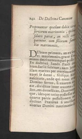 Proponuntur quaedam dubia circa servorum matrimonia