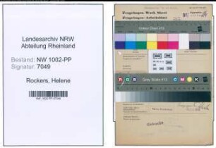 Entnazifizierung Helene Rockers , geb. 02.01.1902 (Hausfrau)