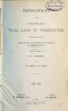 Tijdschrift voor Indische taal-, land- en volkenkunde. 26. 1881