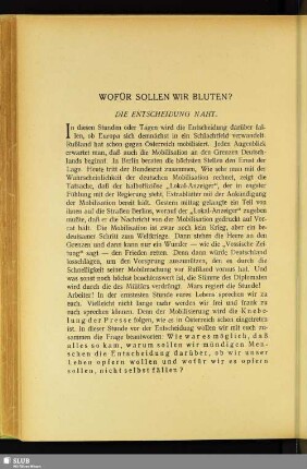 Wofür Sollen Wir Bluten?