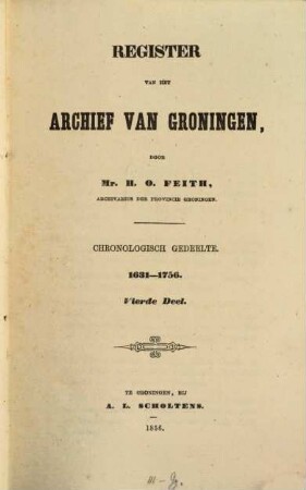 Register van het Archief van Groningen : Chronologisch Gedeelte, 4