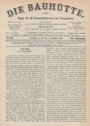 No. 49. Frankfurt a. M., den 2. Dezember 1916. 59. Jahrgang.